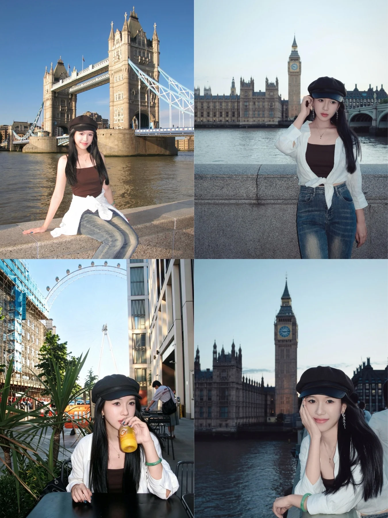 London landmark portrait session featuring Tower Bridge and Westminster
