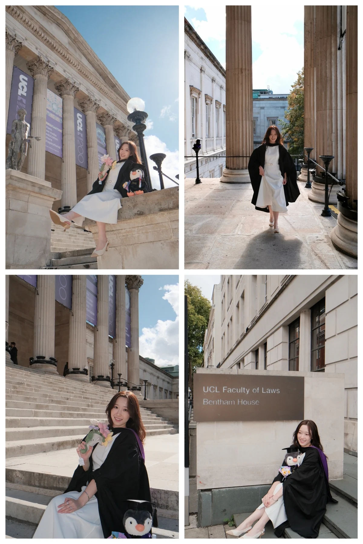 UCL graduation portrait session outside university buildings in London